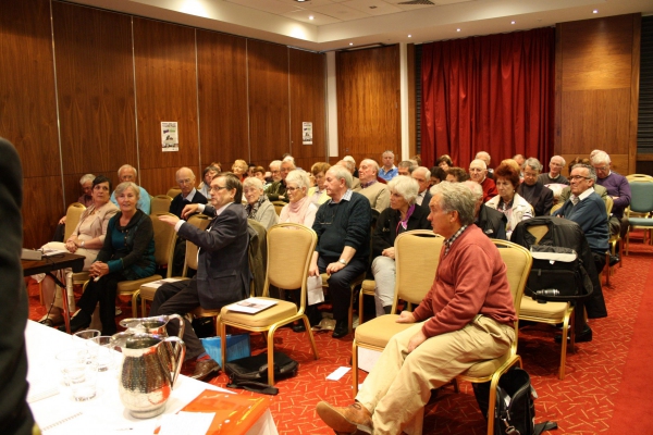 11 October 2014, Dundalk Joint Seminar. Hidden Histories, The unfolding Stories of Ireland in WW1.  Prof. Brian Walker makes a point
